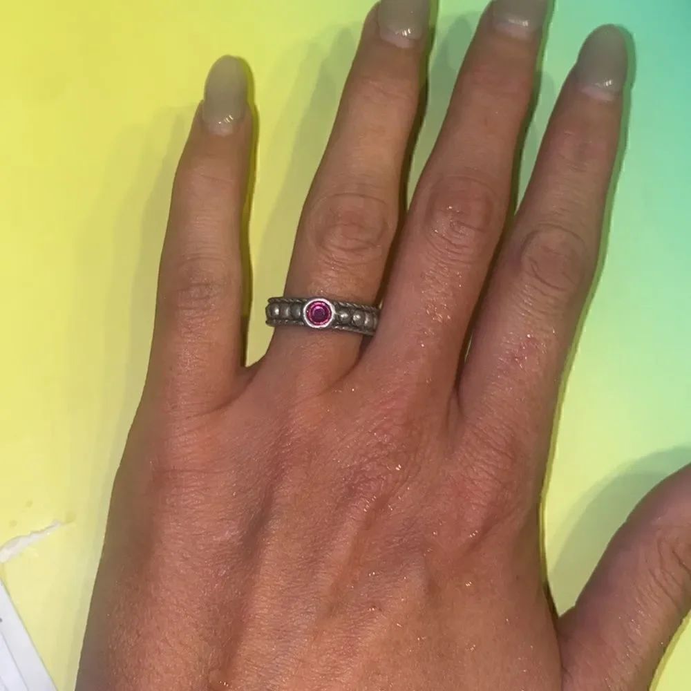 Silver and Pink Gem Ring